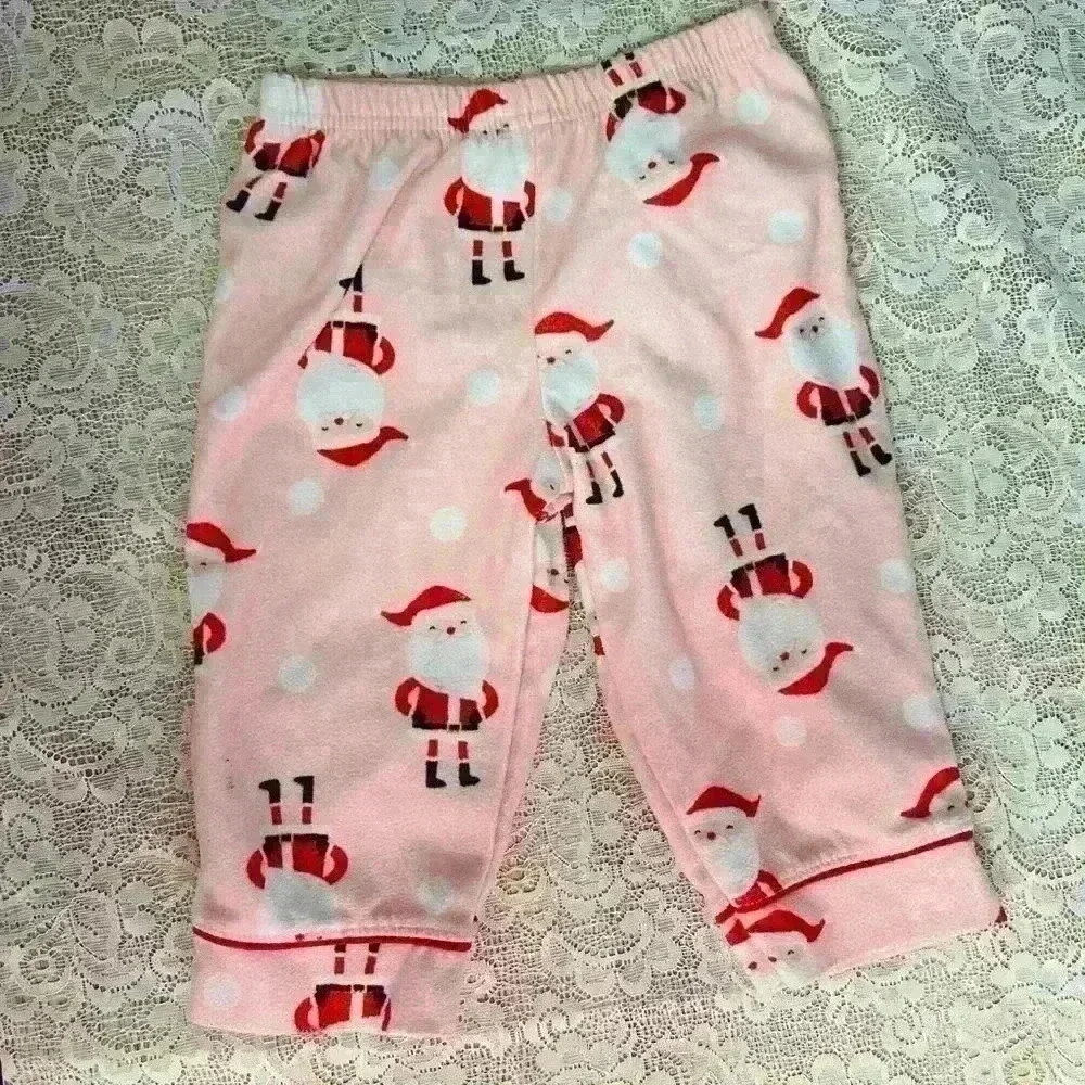 Carter’s Just For You Santa Christmas Pajamas 12 M Pink